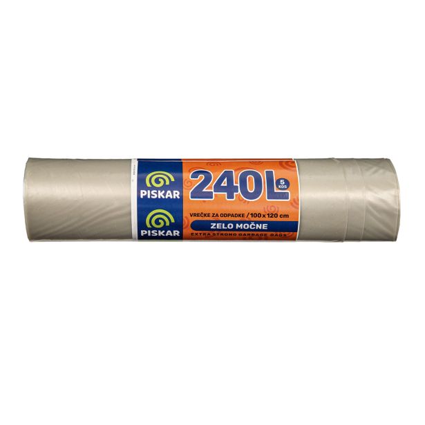 VREČKE ZA SMETI PISKAR 100X120X0.65 - 240 L 5/1