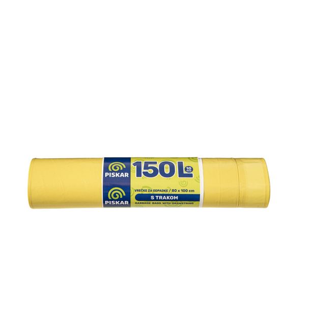 VREČKE ZA SMETI PISKAR 150 L S TRAKOM V ROLI 10/1 80X100 CM
