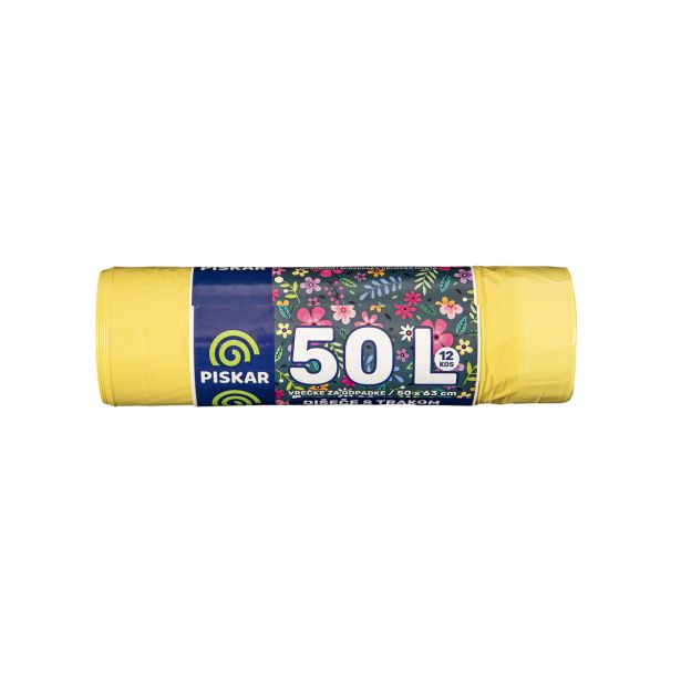 VREČKE ZA SMETI PISKAR 50 L S TRAKOM 12/1 50X65 CM