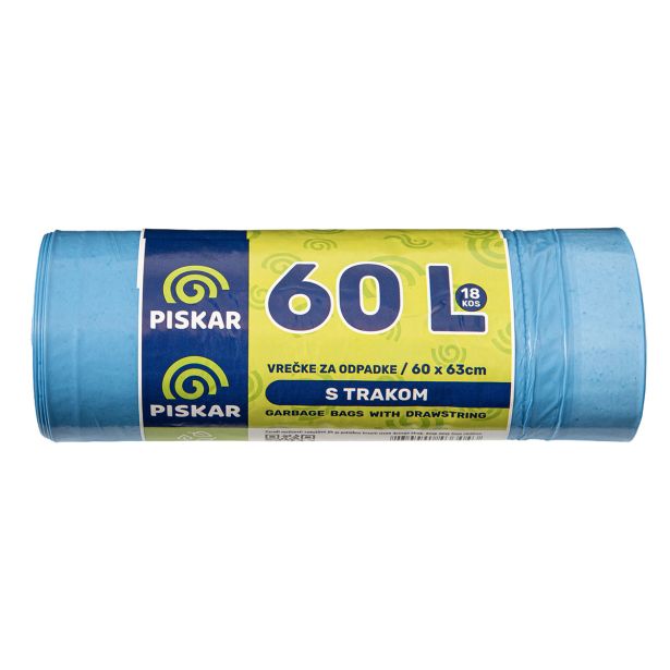 VREČKE ZA SMETI PISKAR 60 L S TRAKOM 18/1