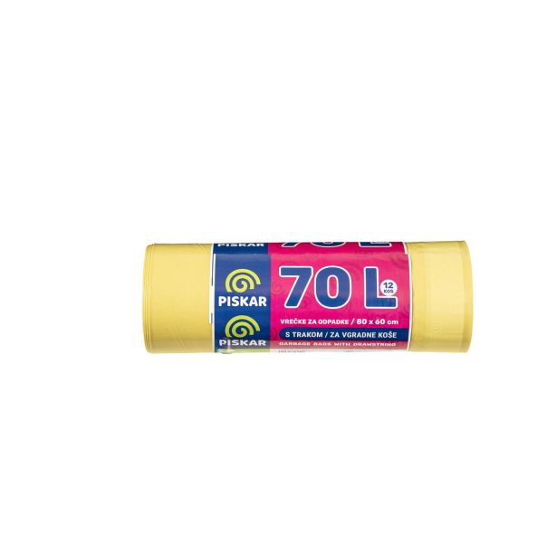 VREČKE ZA SMETI PISKAR 70 L S TRAKOM 12/1