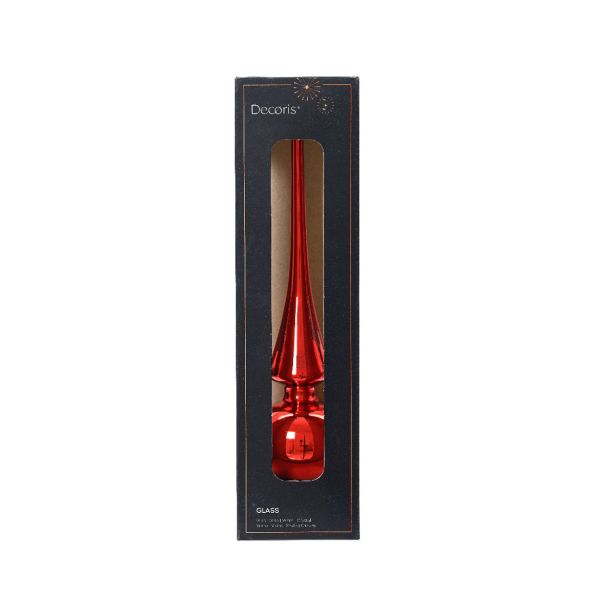 VRH ZA JELKO DECORIS ŠPICA 26 CM RDEČA SIJOČA