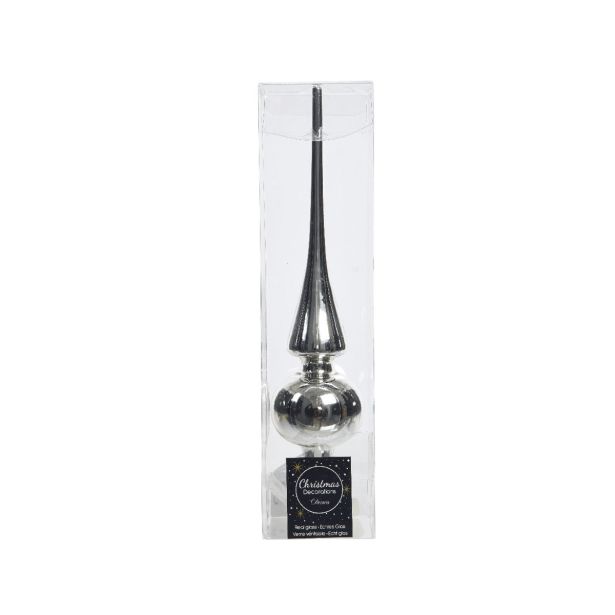 VRH ZA JELKO DECORIS ŠPICA 26 CM SREBRNA SIJOČA