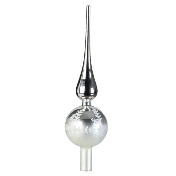 VRH ZA JELKO DECORIS ŠPICA BELA/SREBRNA 31 CM SORTIRANO