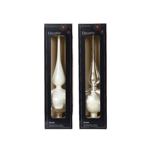VRH ZA JELKO DECORIS ŠPICA BELA/SREBRNA 31 CM SORTIRANO