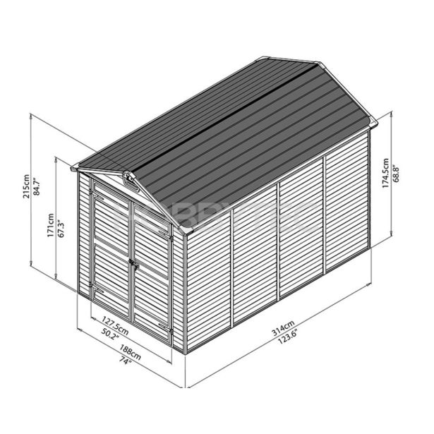 VRTNA HIŠKA PALRAM SKYLIGHT TIP 6X8 RUMENO RJAVA