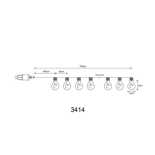 VRTNA LED SVETILKA GLOBO JEFFA 10X LED L=7.5M WW IP44