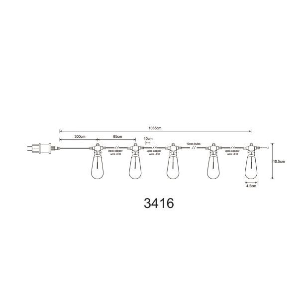 VRTNA LED SVETILKA GLOBO VERIGA LED 10X LED 1800K IP44