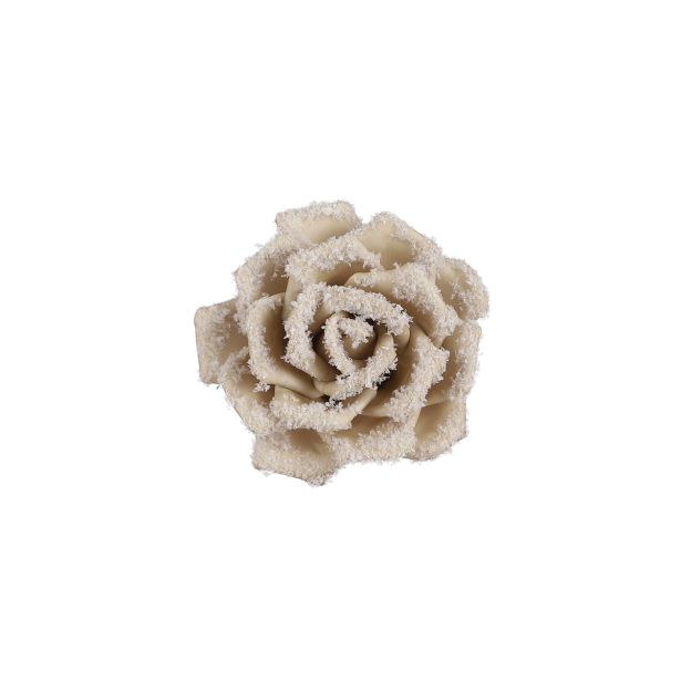 OKRASEK ZA NOVOLETNO JELKO - VRTNICA NA SPONKI, BARVE ŠAMPANJCA