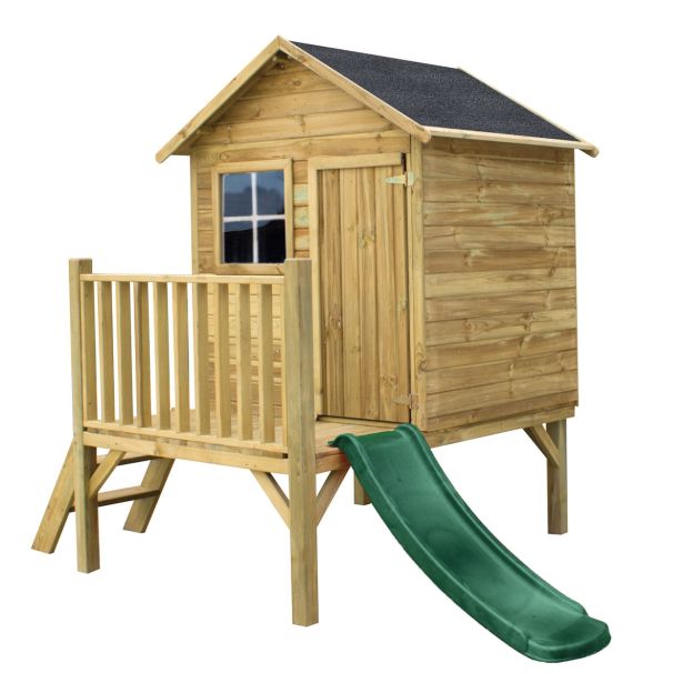 VRTNO IGRALO 4IQ OTROŠKA LESENA VRTNA HIŠICA S TOBOGANOM TOMEK