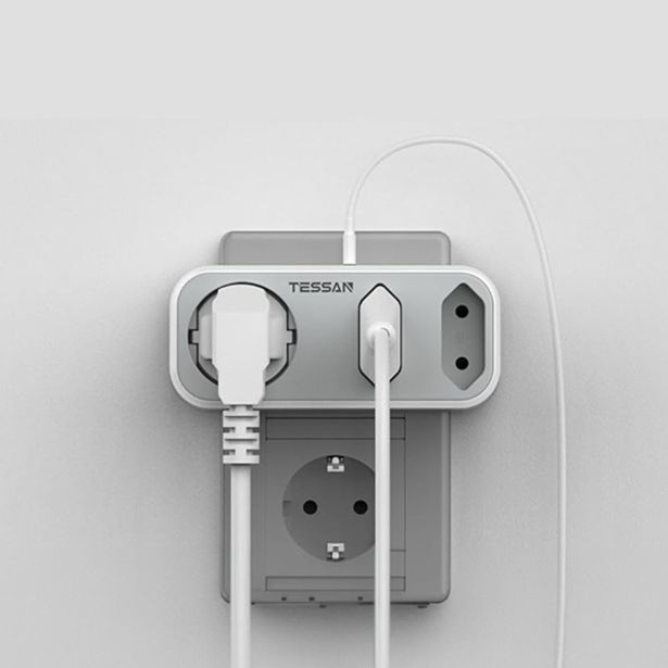 VTIČNI RAZDELILEC TESSAN 324C 1X SCHUKO + 2X EURO VTIČNICI, 1X USB-A, 1X USB-C