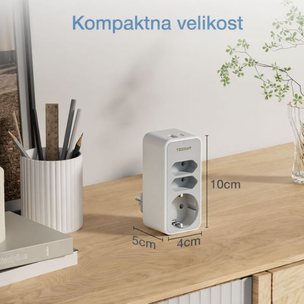 VTIČNI RAZDELILEC TESSAN 330C 1X SCHUKO + 2X EURO VTIČNICI, 1X USB-A, 1X USB-C