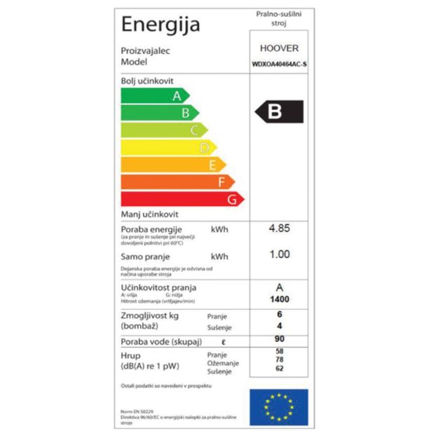 PRALNO-SUŠILNI STROJ HOOVER WDXOA 40 464 AC