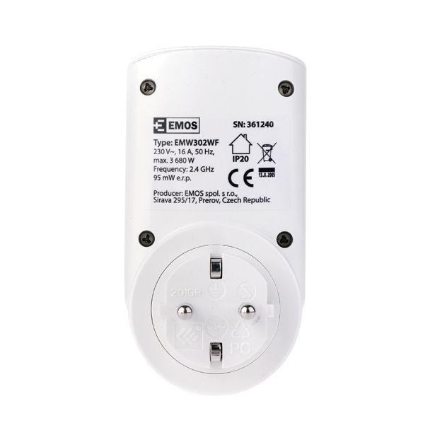 KOMUNIKACIJSKA VTIČNICA EMOS WI-FI VTIČNICA S ČASOVNO STIKALNO URO
