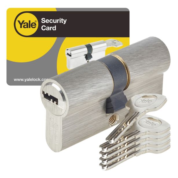CILINDRIČNI VLOŽEK YALE SERIJA 1000 PLUS FP2, CILINDER 30X30 MM, S 5 KLJUČI IN LASTNIŠKO KARTICO, V SKLADU Z EN 1303:2005.