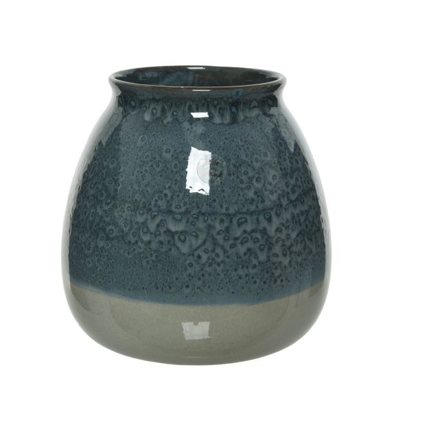 VAZA DECORIS Z GLAZURO 21X19 CM MODRO SIVA