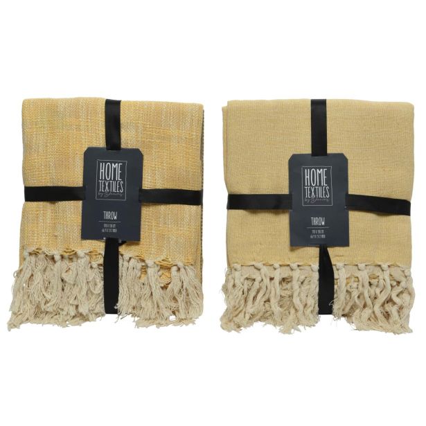 DEKORATIVNA ODEJA DECORIS Z RESICAMI, RUMENA 170X130 CM, SORT