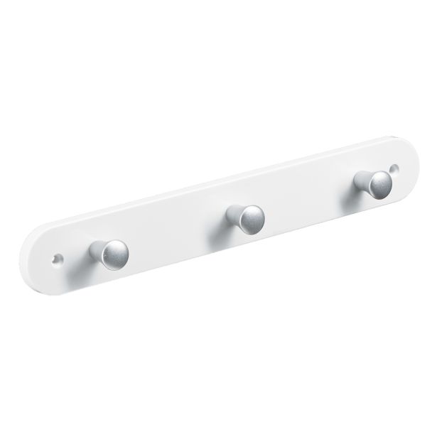 PVC OBEŠALNIK 3 KLJUKE HETTICH DIY, 280X40X30 MM, BELA