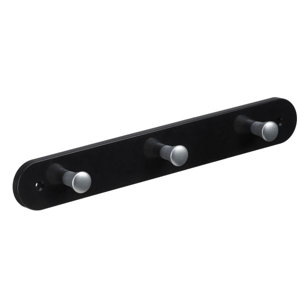 PVC OBEŠALNIK 3 KLJUKE HETTICH DIY, 280X40X30 MM, ČRN