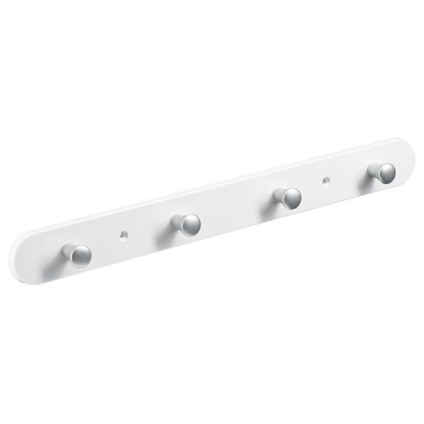 PVC OBEŠALNIK 4 KLJUKE HETTICH DIY, 380X40X30 MM, BEL