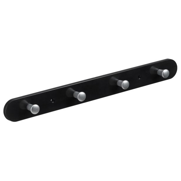 PVC OBEŠALNIK 3 KLJUKE HETTICH DIY, 380X40X30 MM, ČRN