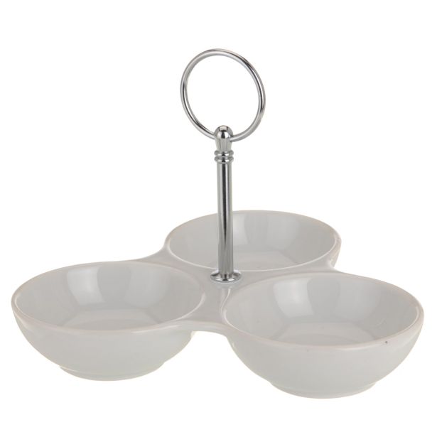 SERVIRNA SKLEDA EH ZA PRIGRIZKE PORCELAN Z KOV. ROČAJEM 20X3.6