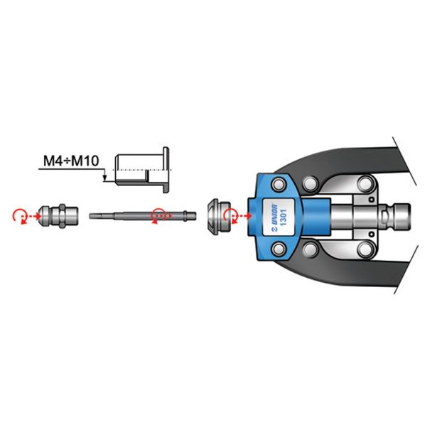ROČNE KLEŠČE ZA ZAKOVICE UNIOR ZA ZAKOVICE 3.2-6.4 MM IN MATICE M4-M10 ART. 1301