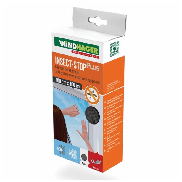 KOMARNIK ZA OKNO FLYSTOP 100X100CM, ČRNA, S TRAKOM