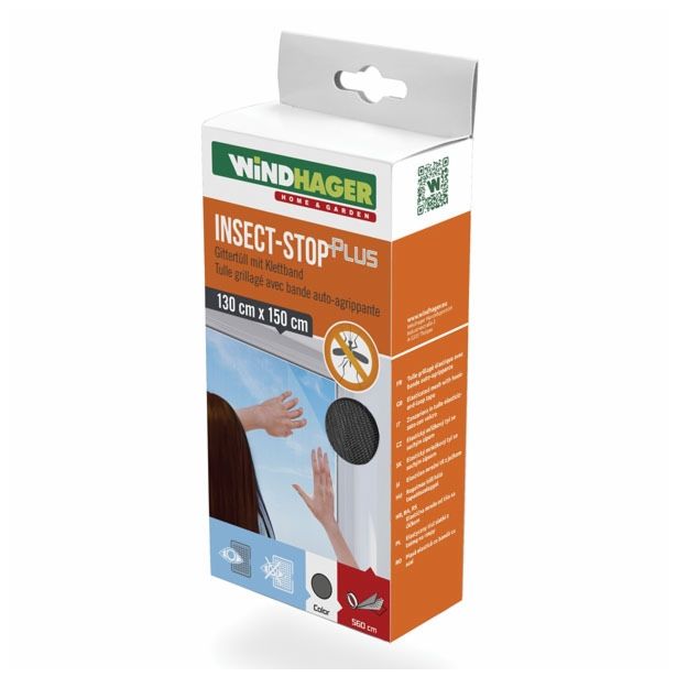 KOMARNIK ZA OKNO FLYSTOP 130X150CM, ČRNA, S TRAKOM