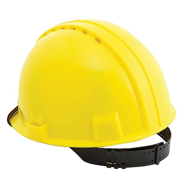 ZAŠČITNA ČELADA RUMENA GRADBENA TIP 200 Z REGULACIJO ZADAJ