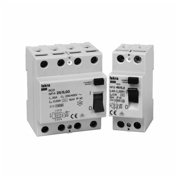 ZAŠČITNO STIKALO FID ISKRA-MIS NFI2 40/0.03A 2P FID