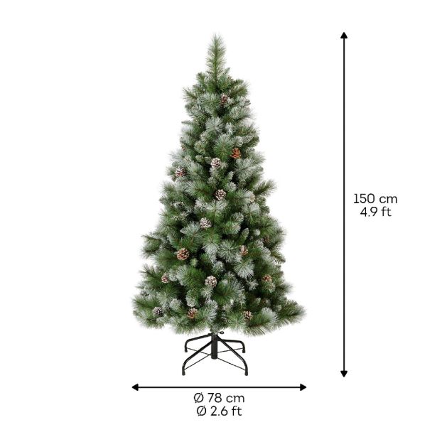 NOVOLETNA JELKA 150 CM LEDENA S STORŽI NORWICH PINE