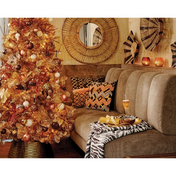 ZLATA NOVOLETNA JELKA IZ UMETNE MASE, VIŠINE 210 CM