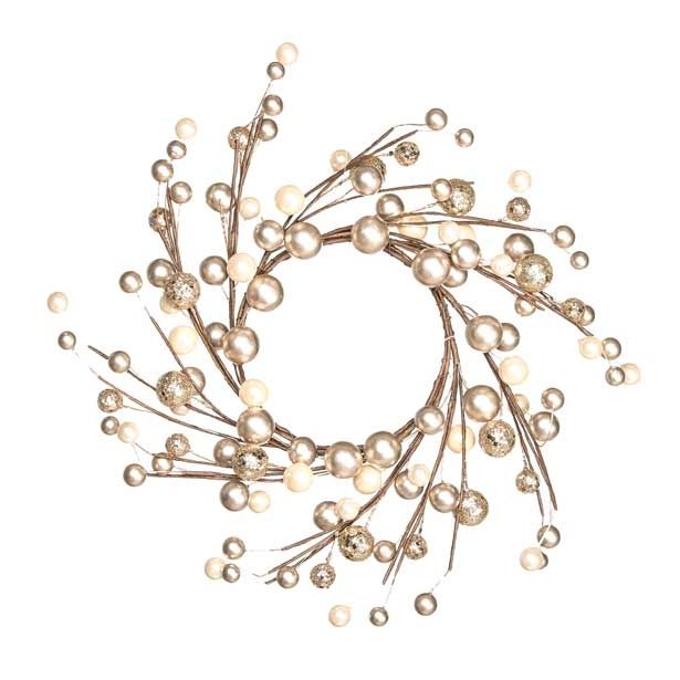 VENČEK GLOSSTYLE ZLATI S PERLAMI 25 CM PREMERA