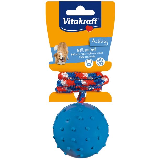 IGRAČA ZA PSA VITAKRAFT ŽOGA GUMA TRDA, Z VRVJO
