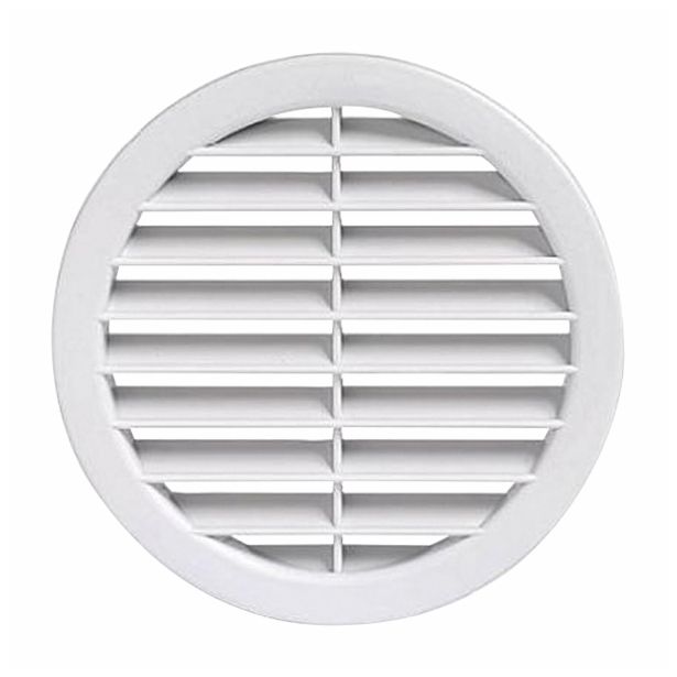 ZRAČNIK BREZ REGULACIJE VAFRA PVC FASADNI FI 120 BELI OKROGLI VGRADNI