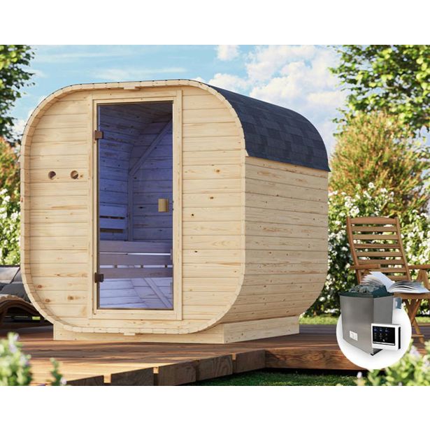ZUNANJA SAVNA KARIBU 38 MM SODNA QUADRO 2+9KW GRELEC+ ZUNANJI NADZOR