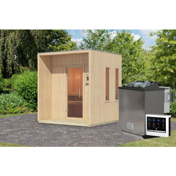 ZUNANJA SAVNA KARIBU ARCADIA GRELEC 9 KW BIO ZUNANJE UPRAVLJANJE