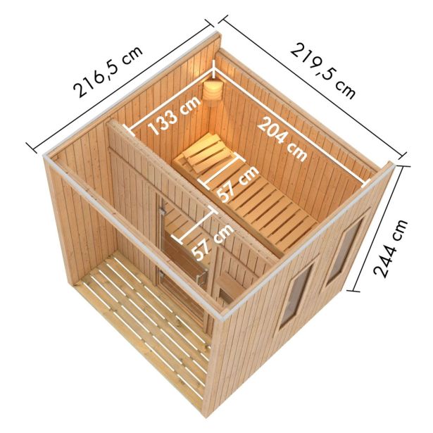 ZUNANJA SAVNA KARIBU ARCADIA GRELEC 9 KW ZUNANJE UPRAVLJANJE