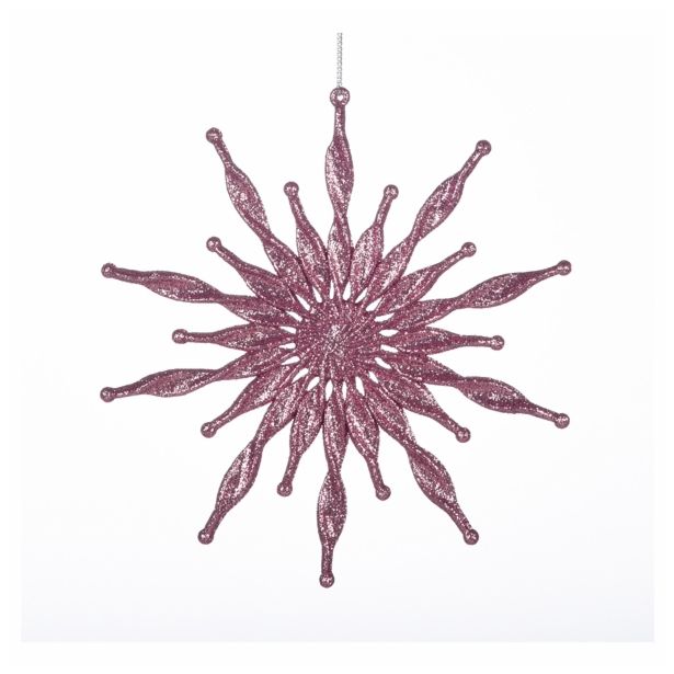 OKRASEK ZA JELKO GLOSSTYLE ZVEZDA PRMERA 15 CM ROZA ROZA