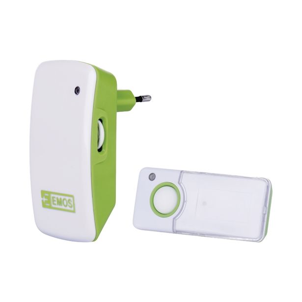 ZVONEC EMOS BREZŽIČNI BEL/ZELEN 3 MEL 1 ENOTA ZA VTIČN.+1 TIPKA