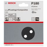SAMOPRITRILNI BRUSNI DISK BOSCH 5- DELNI SET F355 ČRN 125MM 8 LUKENJ P180