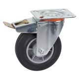 GIBLJIVO KOLO Z ZAVORO DÖRNER + HELMER 125X37MM PLOŠČA 100X85MM NOSILNOST 100KG