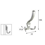 KOVINSKI OBEŠALNIK 2 KLJUKI HETTICH DIY, 125X77X75 MM, PONIKLJAN