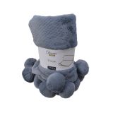 DEKORATIVNA ODEJA 130X150 CM, S COFKI SIVO-MODRA