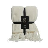 DEKORATIVNA ODEJA 130X170 CM Z RESICAMI, BELA