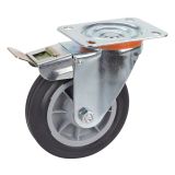 GIBLJIVO KOLO Z ZAVORO DÖRNER + HELMER 160X40MM PLOŠČA 140X110MM NOSILNOST 150KG