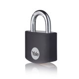 CILINDRIČNA OBEŠANKA 32 MM, ALU-ČRNA, YALE STANDARD S 3 KLJUČI, V SKLADU Z EN 12320:2012 - VARNOSTNI RAZRED 1