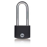 CILINDRIČNA OBEŠANKA 38 MM Z DOLGIM LOKOM 56 MM, ALU-ČRNA, YALE STANDARD S 3 KLJUČI, EN 12320:2012 - VARNOSTNI RAZRED 1