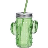 KOZAREC ZA DRUGE PIJAČE EH 400 ML S SLAMICO KAKTUS TRANSPARENT/ZELEN